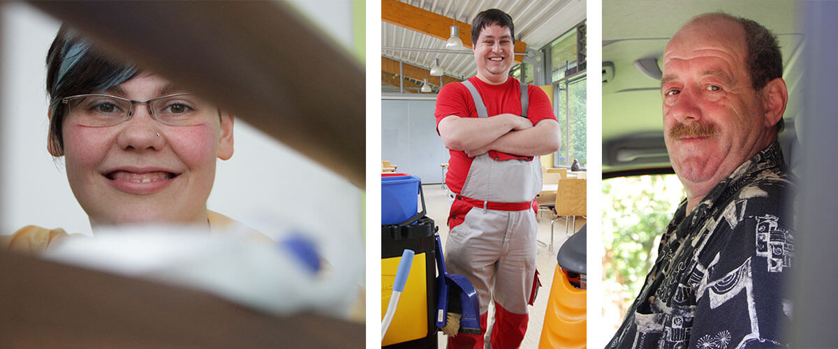 Collage_Mitarbeiter_1200x500 eine Frau und zwei Männer lächeln in die Kamera